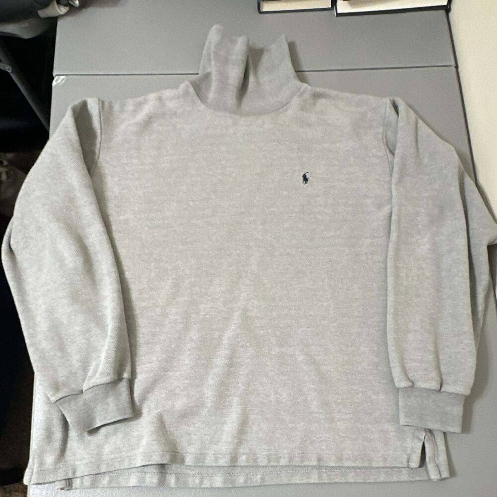 Polo by Ralph Lauren Men’s Cotton Knit Turtleneck Pullover Sweater Gray L